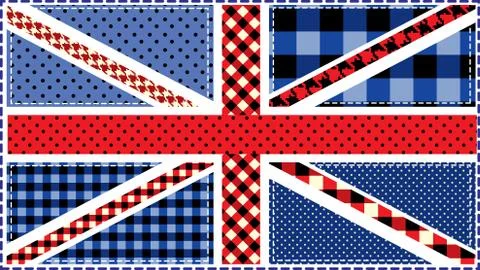 United Kingdom Flag, patchwork Stock Illustration