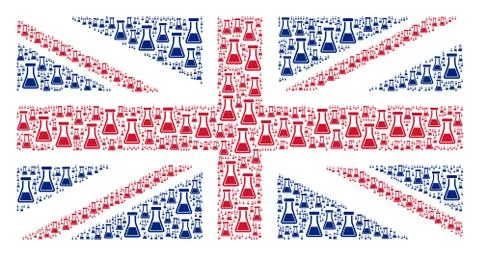 United Kingdom Flag Pattern of Flask Items Illustrazione stock