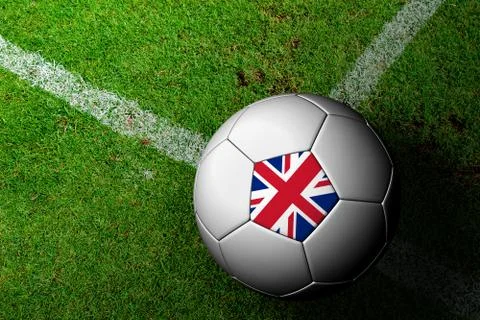 United kingdom flag pattern of a soccer ball in green grass Stock Illustration
