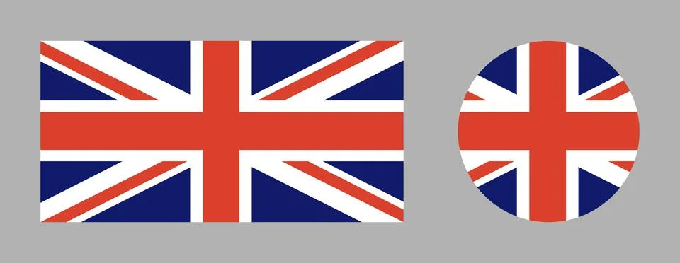 United Kingdom flag round, rectangular icon. UK flag symbol. Official color Stock Illustration
