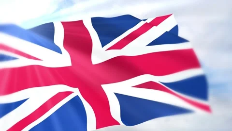 United Kingdom Flag Seamless Loop 4k 60fps on Sky Background Stock Footage 340621199