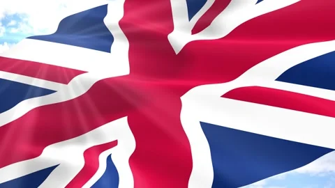 United Kingdom Flag Seamless Loop 4k 60fps on Sky Background Stock Footage 341554039
