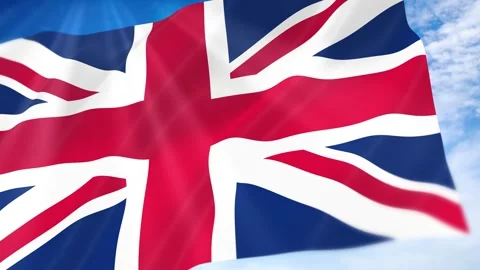 United Kingdom Flag Seamless Loop 4k 60fps on Sky Background Stock Footage 341679437
