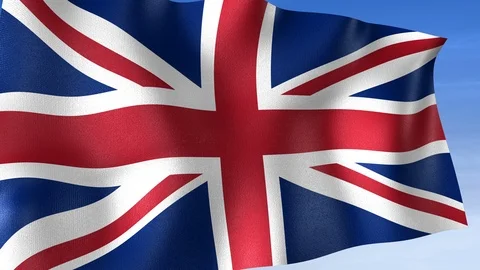 United Kingdom Flag - Set of 3 Angles with Masks [3WaveSeries] Stock Footage 104584226