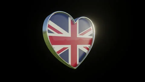 United Kingdom Flag in the Shape of 3D Heart. Video stock 132881339
