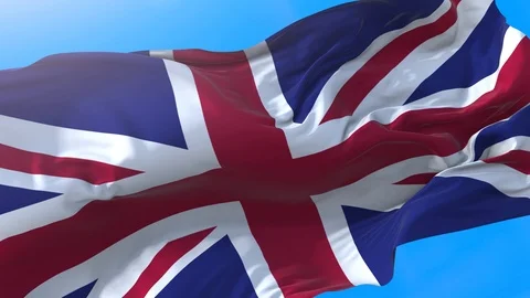 United Kingdom flag video waving in wind 4K. Great Britain and Northern Ireland. Stock Footage