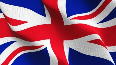 United Kingdom flag waving on wind. Stock Illustration