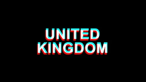 UNITED KINGDOM Glitch Effect Text Digital TV Distortion 4K Loop Animation Stock Footage 107091922