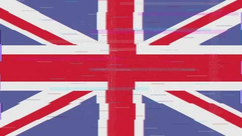 United Kingdom Glitch Flag Vector - Union Jack RGB Split Video Frame Illustrazione stock