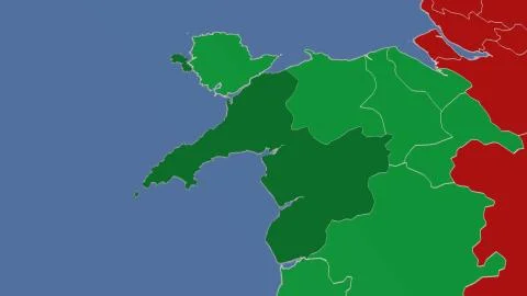 United Kingdom - Gwynedd outlined on solid map 스톡 일러스트