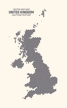United Kingdom Hex Map Vector Isolated On Light Background Stock Illustration