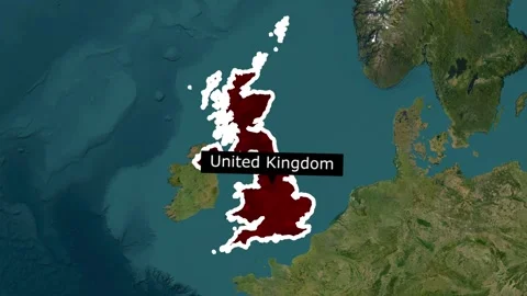 United Kingdom highlighted on world map. Stock Footage 340314035