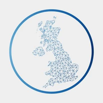 United Kingdom icon. Network map of the country. Round United Kingdom sign .. 스톡 일러스트