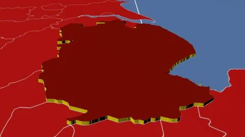 United Kingdom - Lincolnshire extruded on solid map Illustrazione stock