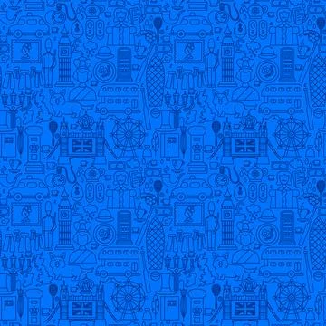 United Kingdom Line Seamless Pattern Stock Illustration
