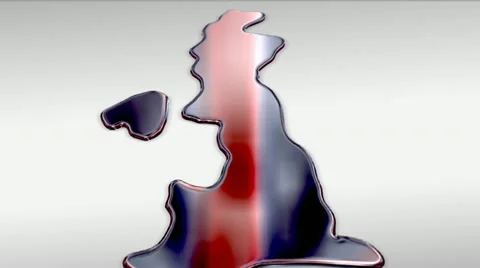 United Kingdom liquid map, reflective flag Video stock 12779154