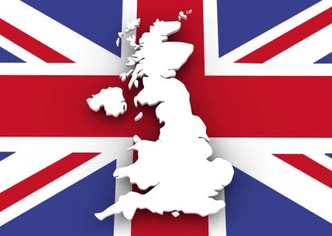 United kingdom map and flag Stock Illustration