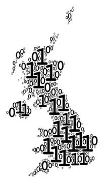 United Kingdom Map Collage of Binary Digits イラスト素材