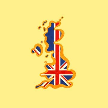 United Kingdom - Map colored with British flag Stock Illustration