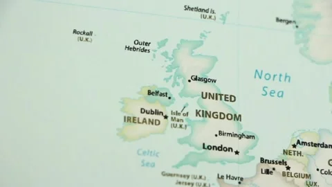 The United Kingdom on a Map (with Defocus) Stock Footage 89687060