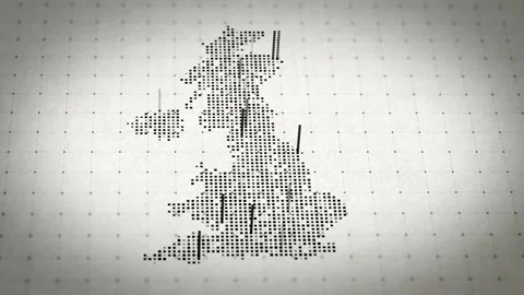 United kingdom Map Digital Analytics Tracking Big Data Visualization Stock Footage 312362011