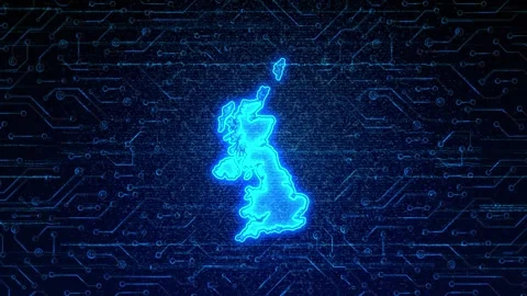 United Kingdom Map Digital Technology Opener Stock Footage 335082742