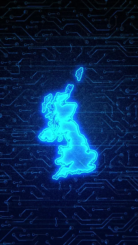 United Kingdom Map Digital Technology Opener 스톡 동영상 336314917