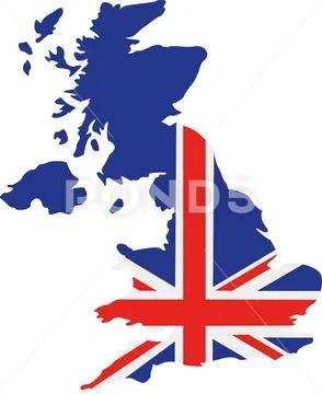 United Kingdom map with flag Stock Illustration