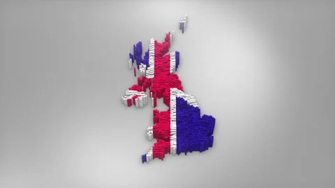 United Kingdom Map with Flag Intro Background Stock Footage 315160653