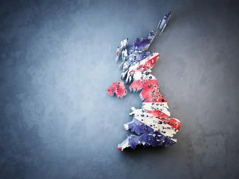United Kingdom map formed by crowd of people with flag colors Stock Illustration