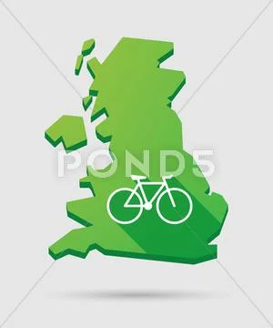 United kingdom map icon with a bicycle Stock Illustration