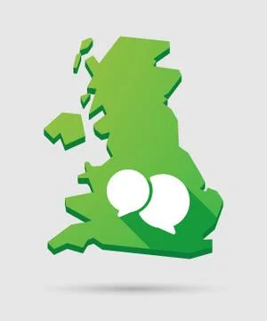United kingdom map icon with a comic balloon 스톡 일러스트