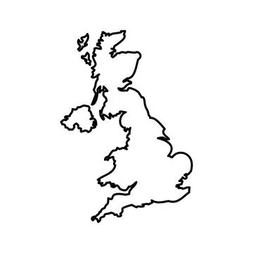 United Kingdom map icon linear logo mark in black and white Stock Illustration