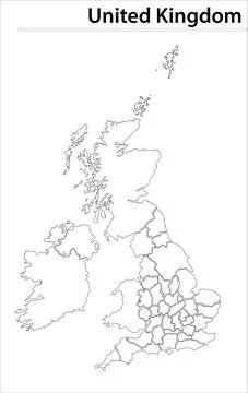 United Kingdom map illustration vector detailed United Kingdom map with state Stock Illustration