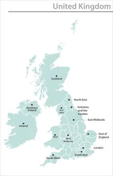 United Kingdom map illustration vector detailed United Kingdom map with state Stock Illustration
