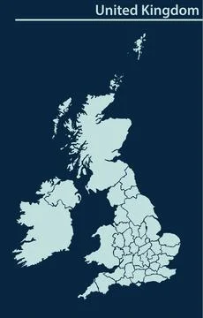 United Kingdom map illustration vector detailed United Kingdom map with state Stock Illustration