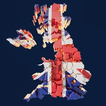 United Kingdom Map With Offset Regions 3D Illustration Stock Illustration