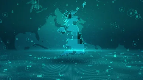 United Kingdom Map Password Security Digital Business Background Stock Footage 339044513