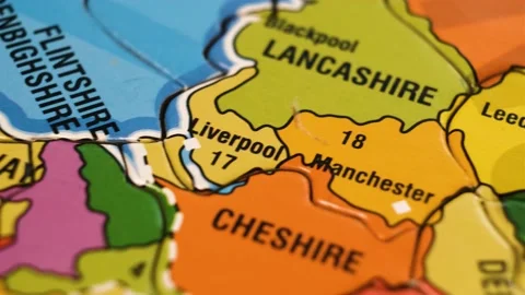 United Kingdom Map Puzzle Blocks with English Cities. Close-Up Video Background, Video stock 232123136