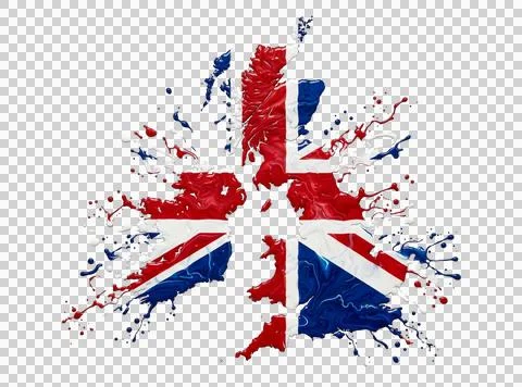United kingdom map rendered as paint splatter effect on isolated transparen.. Stock Illustration