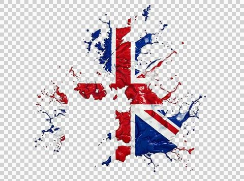 United kingdom map rendered as paint splatter effect on isolated transparen.. Stock Illustration