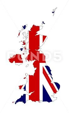United Kingdom Map Silhouette and Flag Stock Illustration