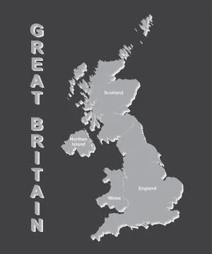 UNITED KINGDOM MAP, UK MAP with borders on grey background Stock Illustration