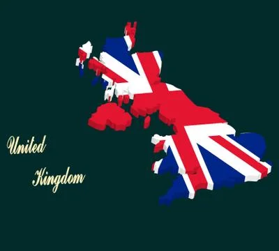 United Kingdom map vector with the english flag Stock Illustration