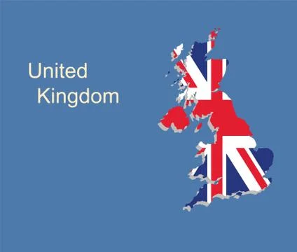 United Kingdom map vector with the english flag Stock Illustration