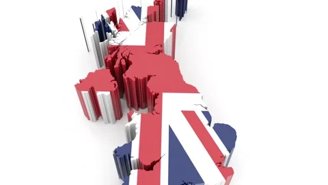 United kingdom  map on white background animation Stock Footage 164871909