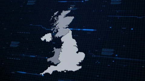United Kingdom network map Stock Footage 87977274