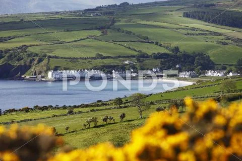 United Kingdom, Northern Ireland, County Antrim, View of village Stock Photos