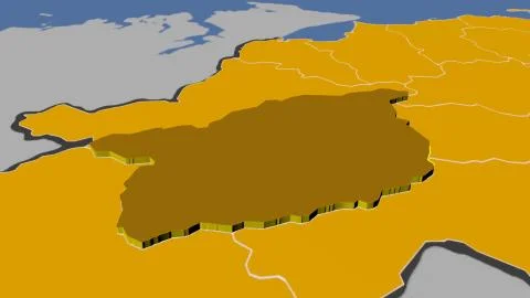United Kingdom - Omagh extruded on solid map Stock Illustration