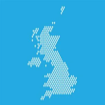 United Kingdom population. Statistic map made from stick figure people Stock Illustration